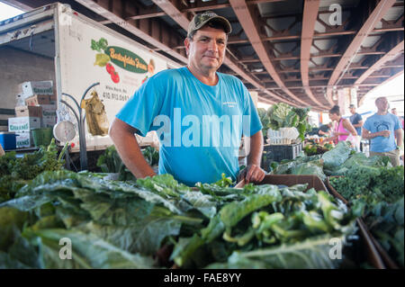 Bartenfelder Joe au marché de fermiers à Baltimore, MD. Banque D'Images