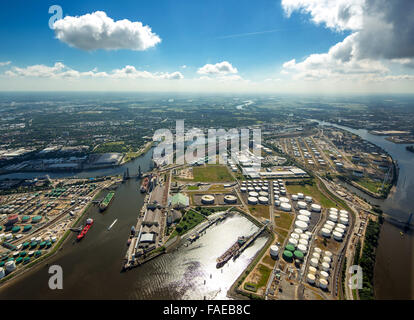 Vue aérienne, Rethe Harbour, le port de Hambourg, de l'Elbe, Hambourg, ville libre et hanséatique de Hambourg, Hambourg, Allemagne, Hambourg,Europe Banque D'Images