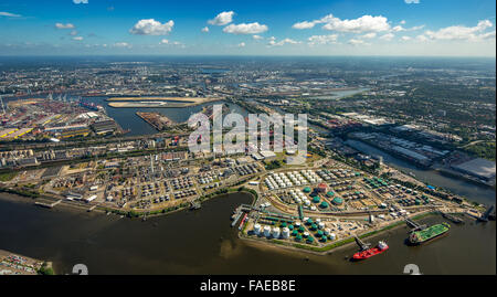 Vue aérienne, Rethe Harbour, le port de Hambourg, de l'Elbe, Hambourg, ville libre et hanséatique de Hambourg, Hambourg, Allemagne, Hambourg,Europe Banque D'Images