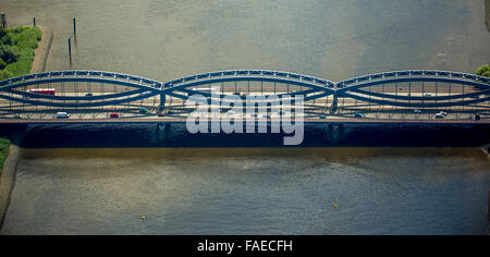 Vue aérienne, structure d'acier de Freihafenelbbrücke sur Norderelbe, port de Hambourg, de l'Elbe, Hambourg, ville libre et hanséatique Banque D'Images