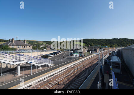 À Ranger Station, sur la nouvelle ligne ferroviaire de Waverley d'Edimbourg à Tweedbank dans la région des Scottish Borders, premier jour de l'opération Banque D'Images