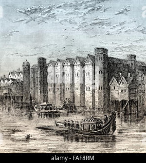 Baynard's Castle, un palais médiéval, 17e siècle, détruit dans le Grand Incendie de Londres en 1666, Banque D'Images