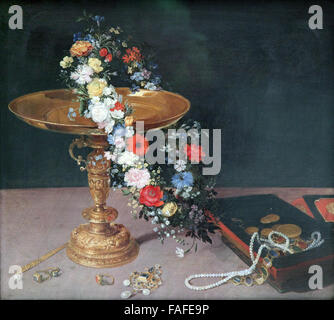 Encore-vie avec fleurs et bijoux 1618.by Jan Brueghel l'aîné 1568-1625 Banque D'Images