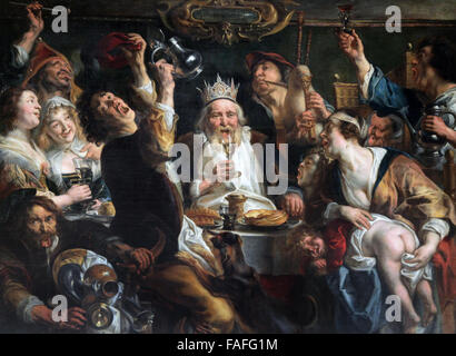 Le Roi boit par Jacob Jordaens 1593-1678 Banque D'Images
