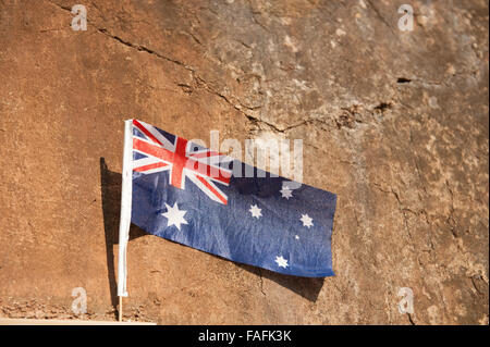 Drapeau australien sur Hellfire Pass en Thaïlande Banque D'Images