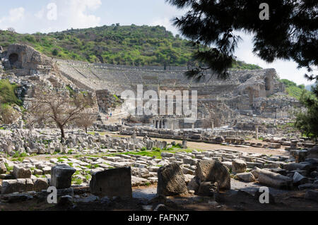 Voyage Turquie - la ville d'Éphèse, ancienne revue. L'amphithéâtre. Banque D'Images