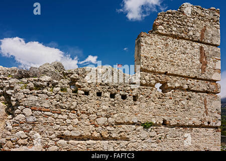 Vue rapprochée de l'ancienne Helenistic ruines de l'acropole, Tlos, Turquie Banque D'Images