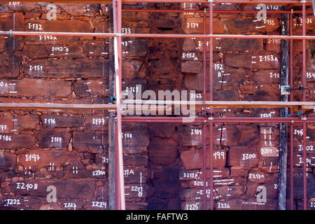 Travaux de restauration, ruines de la mission jésuite de San Ignacio Mini, province de Misiones, Argentine Banque D'Images