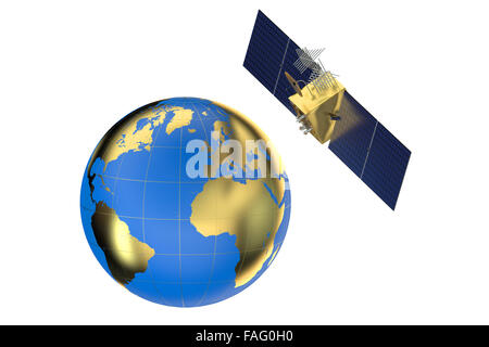 Satellite GPS et terre isolé sur fond blanc Banque D'Images