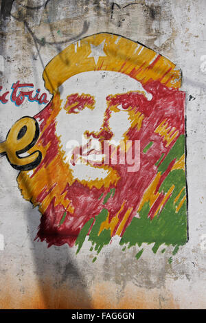 Che Guevara artwork sur mur, Viñales, province de Pinar del Rio, Cuba Banque D'Images