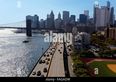 Voir à au sud de Manhattan Bridge sur côté Manhattan New York City Banque D'Images