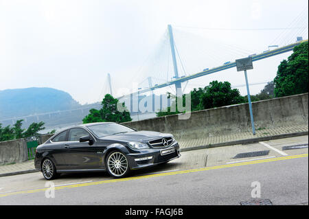 Hong Kong, Chine 7 Septembre, 2011 : Mercedes-Benz C63 AMG test drive le 7 septembre 2011 à Hong Kong. Banque D'Images