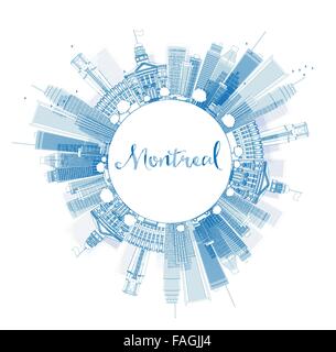 Contours Montreal skyline avec bâtiments bleu et copier l'espace. Vector illustration. Les voyages d'affaires et tourisme concept Illustration de Vecteur