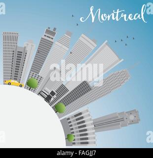 Ville de Montréal avec les bâtiments gris, ciel bleu et copier l'espace. Vector illustration. Les voyages d'affaires et tourisme concept Illustration de Vecteur