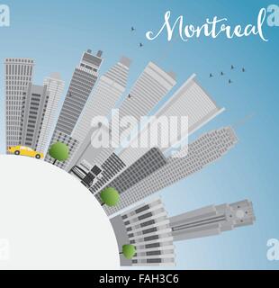 Ville de Montréal avec les bâtiments gris, ciel bleu et copier l'espace. Vector illustration. Les voyages d'affaires et tourisme concept Illustration de Vecteur