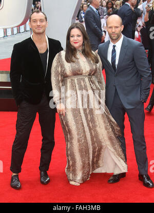 27 mai 2015 - Londres, Angleterre, Royaume-Uni - Jude Law, Melissa McCarthy et Jason Statham assistant à Spy première européenne, Odeon Leicest Banque D'Images