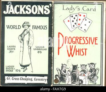 Lady's Card for Progressive Whist avec la publicité des vêtements pour femmes Banque D'Images