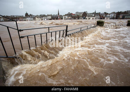 Whitesands, Dumfries, Ecosse, Royaume-Uni. Dec 30, 2015. 30-12-15 à l'ensemble de l'enveloppe à l'inondation des propriétés sur le Whitesands, Dumfries, Ecosse Crédit : sud-ouest de l'ECOSSE/Alamy Images Live News Banque D'Images