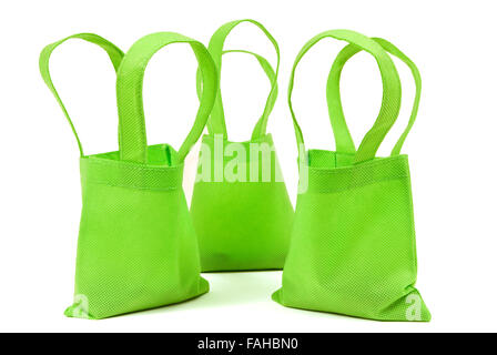 Néon vert des sacs en tissu avec des ombres Banque D'Images