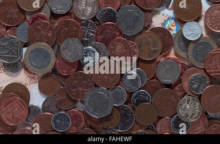 Un assortiment de pièces de monnaie de l'UK Banque D'Images