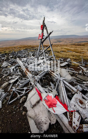 La DEUXIÈME GUERRE MONDIALE, l'épave de l'accident de la Force aérienne canadienne bombardier Wellington à MF509 Carreg Coch dans les Brecon Beacons South Wales UK Banque D'Images