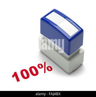 Cent pour cent Stamper isolé sur un fond blanc. Banque D'Images