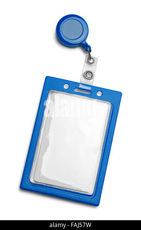 Porte-carte ID bleu isolé sur un fond blanc. Banque D'Images