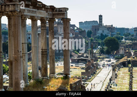 Rome, Italie - 8 août 2015 : différents points de vue sur le Forum Romain Banque D'Images