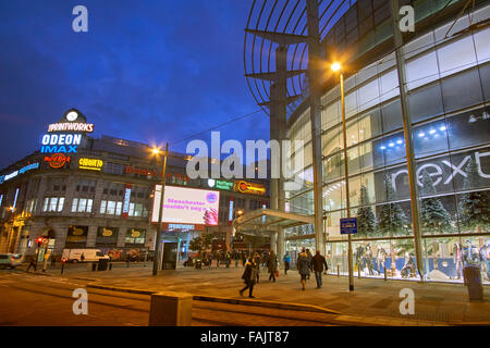 Printworks et l'Arndale Centre sur Corporation Street dans le centre-ville de Manchester, Angleterre, Royaume-Uni. Banque D'Images