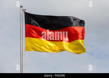 Brandir le drapeau allemand dans le vent Banque D'Images