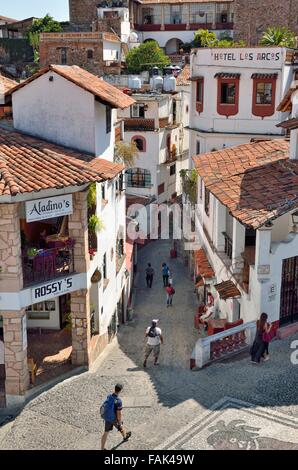 Avis de l'hôtel de ville dans les rues étroites de Taxco de Alarcon, Guerrero, Mexique Banque D'Images