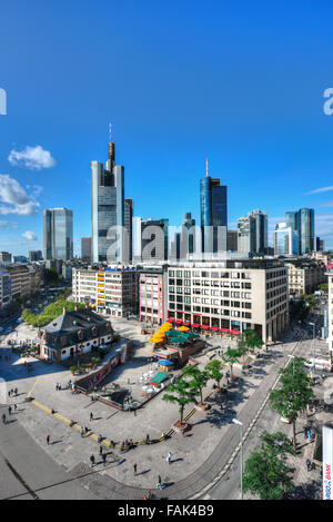 Skyline, le quartier financier, en face de Hauptwache, Frankfurt am Main, Hesse, Allemagne Banque D'Images