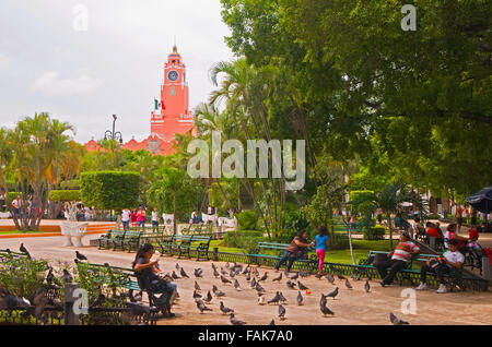 Plaza de la Independicia (place de l'indépendance) à Mérida, Mexique Banque D'Images