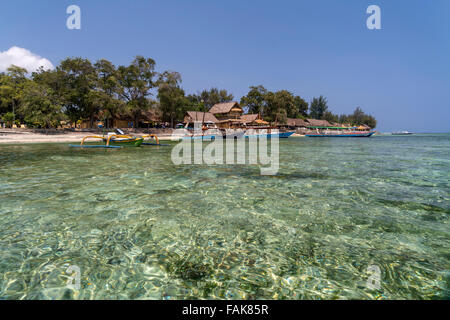 Plage sur la petite île de Gili Air, Lombok, Indonésie, Asi Banque D'Images