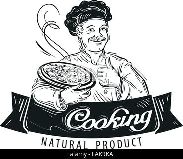 Pizza logo vector modèle. la nourriture ou l'icône restaurant Illustration de Vecteur