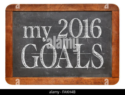 Mes objectifs 2016 - craie blanche du texte sur un tableau noir ardoise vintage Banque D'Images
