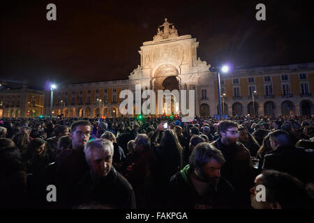 Lisbonne, Portugal. 06Th Jan, 2016. New Years Eve 2015, Praça do Comércio, Lisboa Crédit : Juanma Aparicio/Alamy Live News Banque D'Images