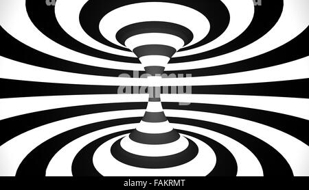 Abstract spiral circle blanc et noir charbon doodle Banque D'Images