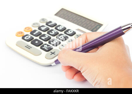 Calculatrice avec part isolé sur fond blanc, stock photo Banque D'Images