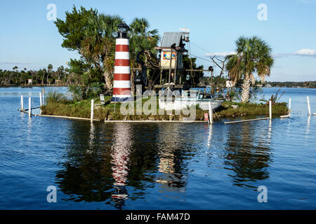 Florida Old Homosassa,eau de la rivière Homosassa,Monkey Island,phare,les visiteurs Voyage voyage tourisme touristique repère culture cultura Banque D'Images