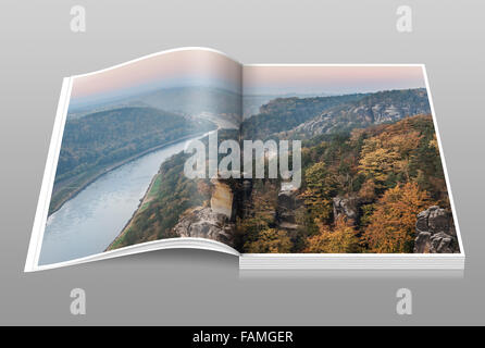 Vue de l'Elbe entre Rathen et Wehlen, la Suisse Saxonne, près de Dresde, Saxe, Allemagne, Europe Banque D'Images