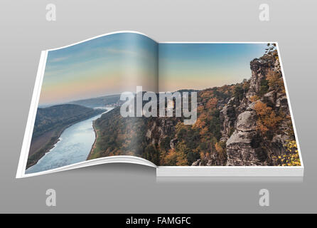 Vue de l'Elbe entre Rathen et Wehlen, la Suisse Saxonne, près de Dresde, Saxe, Allemagne, Europe Banque D'Images