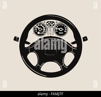 L'icône de volant de voiture Illustration de Vecteur