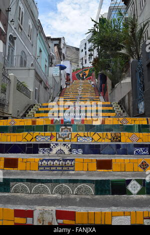 Le célèbre escalier Selarón Escadaria à Rio de Janeiro. Banque D'Images