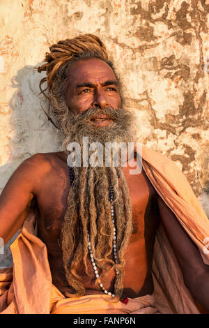 Un Sadhu, saint homme, Galtaji, Khania-Balaji, Jaipur, Rajasthan, Inde Banque D'Images