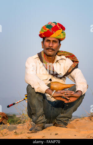 Portrait de l'homme à Pushkar, Rajasthan, Inde Banque D'Images
