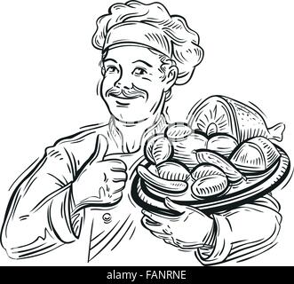 Faire cuire la viande et isolé sur un fond blanc. vector illustration Illustration de Vecteur