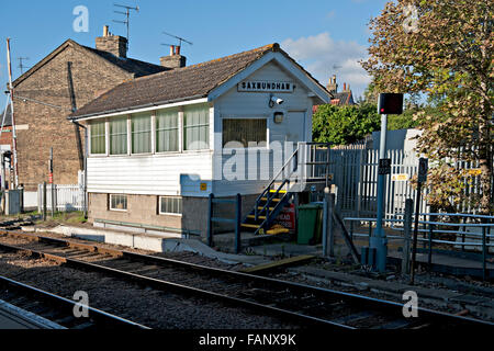 Sternfield Signalbox, sur la ligne East Suffolk, Suffolk, UK Banque D'Images