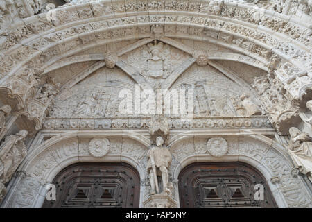 Détails de l'incroyable Monastère Jerominos portal à Belém, près de Lisbonne Banque D'Images