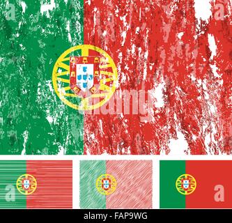 Portugal grunge flag mis sur un fond blanc. Vector illustration. Illustration de Vecteur